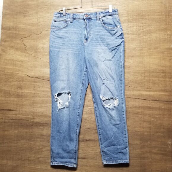 NOBO No Boundries Womans Jrs Size 13 High Rise Blue Ankle Jeans Distressed - Picture 1 of 10